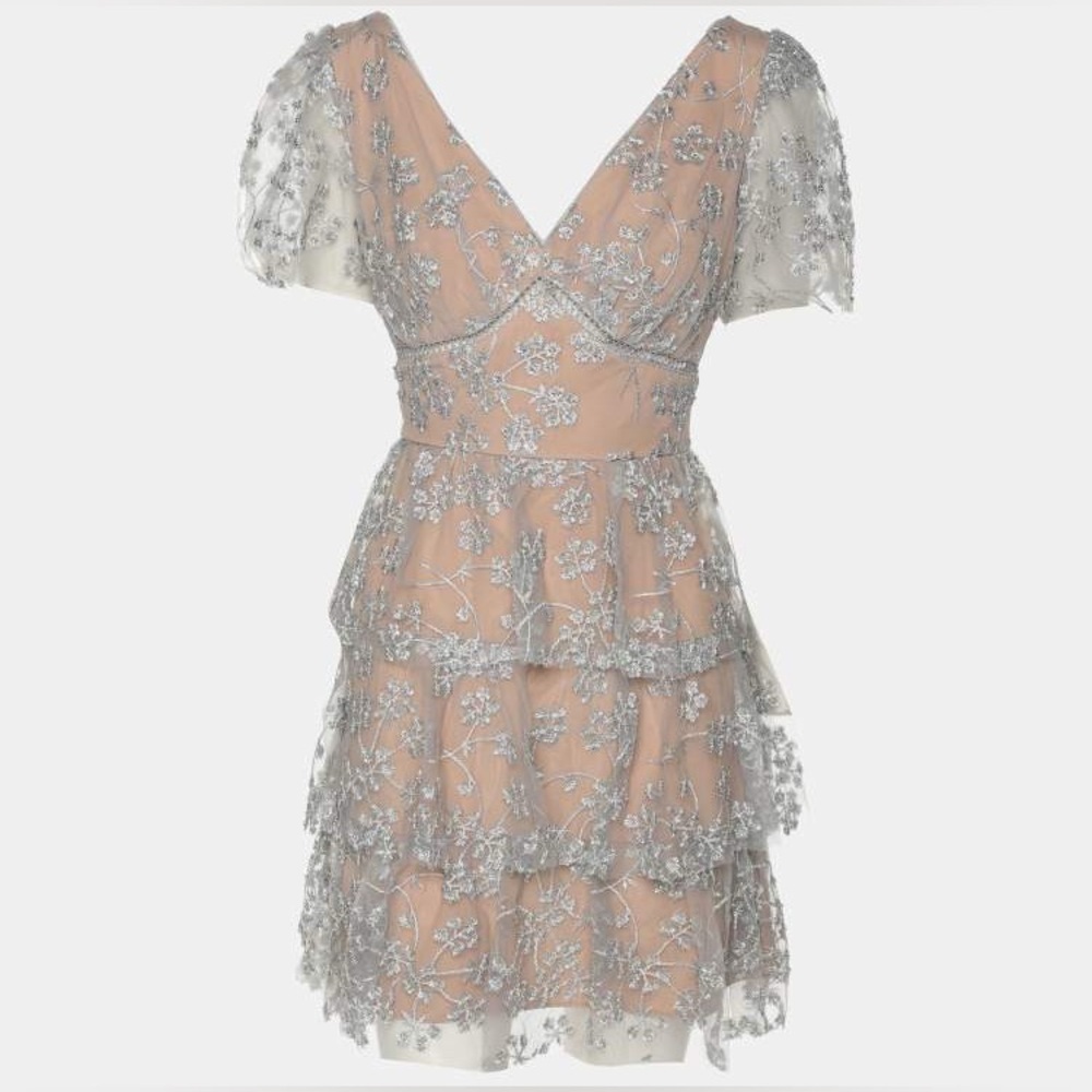 New Self-Portrait Embroidered Blossom Tiered Mini Dress - Picture 3 of 12